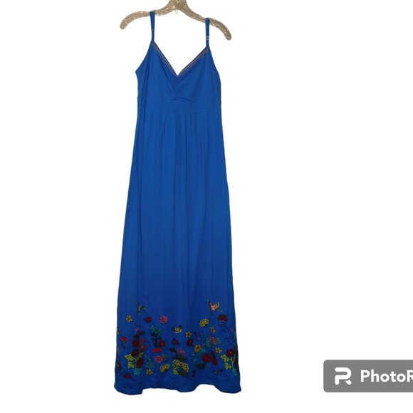 Johnny Was JW Los Angeles Embroidered Butterfly & Flowers Maxi Dress Size Large - Picture 7 of 12
